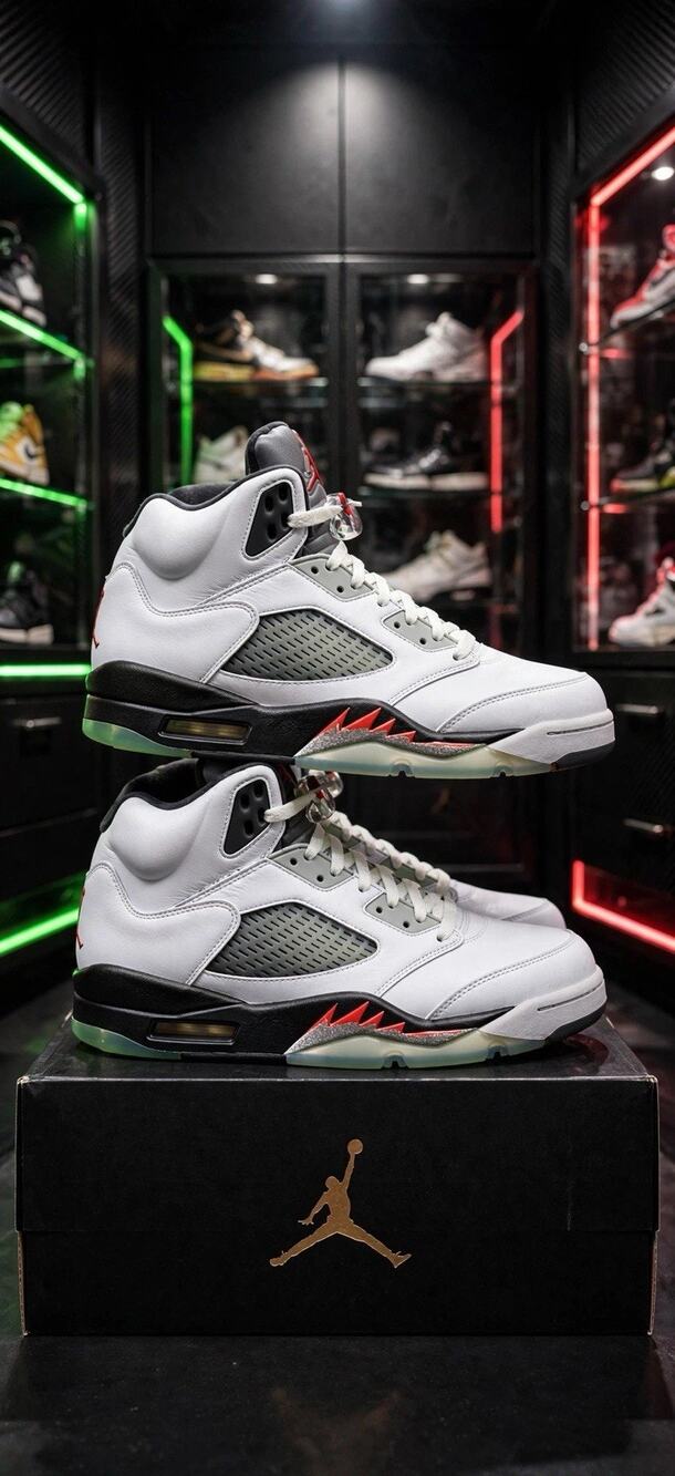 Size 11 Jordan Air Jordan 5 Retro Pro Stars White Black Green 136027-115 W Box